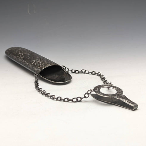 1900 British Antique Sterling Silver Chatelaine Case George Unite